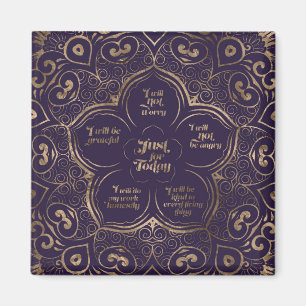 Reiki Principles - Reiki Precepts Purple and Gold Magnet