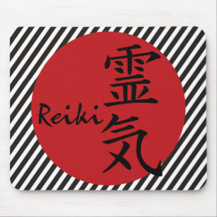 Reiki - red black stripes mouse pad