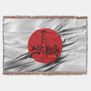 REIKI Symbol red black + your background Throw Blanket