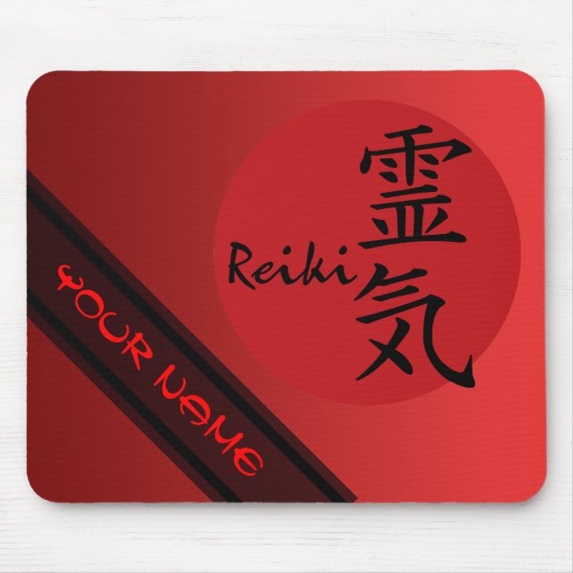 REIKI Symbol red black + your name & image Mouse Pad (Front)