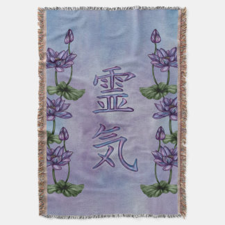 Reiki Symbols with Lotus Throw Blanket