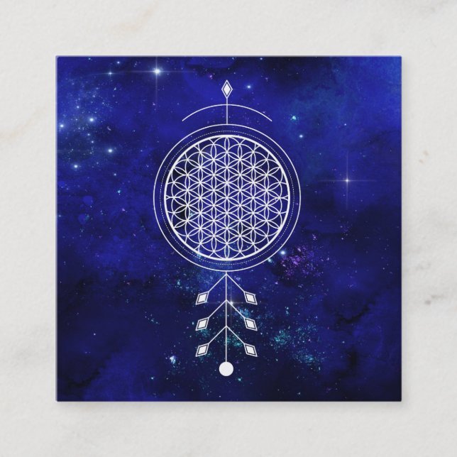 *~* Reiki Universe  Flower of Life Astrology Yoga Square Business Card (Front)