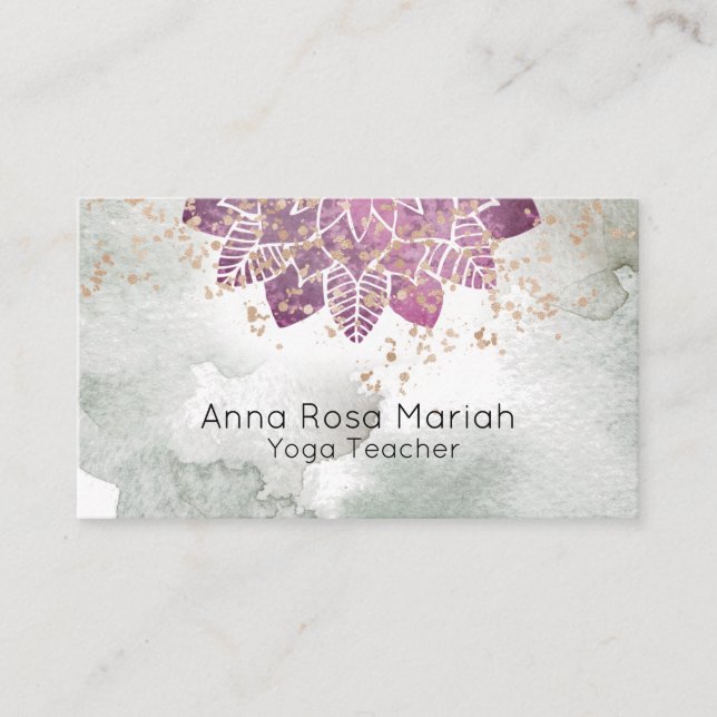 *~*  Reiki Yoga Mandala Glitter Spiritual Business Card (Front)