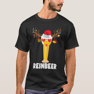 Reinbeer Christmas Santa Lights Reindeer Beer 4 T-Shirt