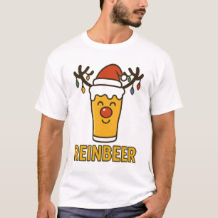 Reinbeer Funny Christmas Beer Pun Reindeer T-Shirt