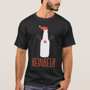 Reinbeer Funny Christmas Gift Santa Hat Antler T-Shirt