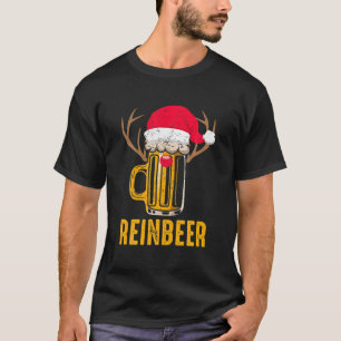 Reinbeer Santa Claus Reindeer Drinking Beer Funny T-Shirt