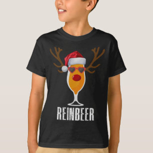 Reinbeer Santa's Hat Reindeer Beer Glass Christmas T-Shirt