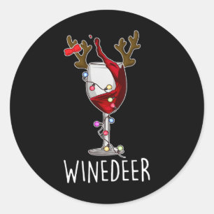 Reinbeer Winedeer Beer Wine Reindeer Christmas Xma Classic Round Sticker