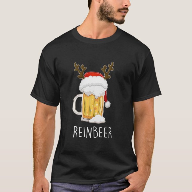 Reinbeer Winedeer Beer Wine Reindeer Christmas Xma T-Shirt (Front)