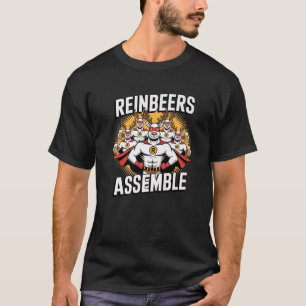Reinbeers Assemble Funny Drinking Reindeer Premium T-Shirt