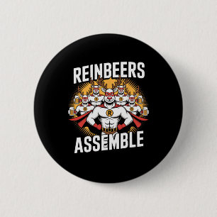 Reinbeers Emble Funny Drinking Reindeer 6 Cm Round Badge