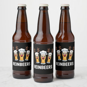 Reinbeers Funny Reindeer Beer Christmas Drinking Bottle Label
