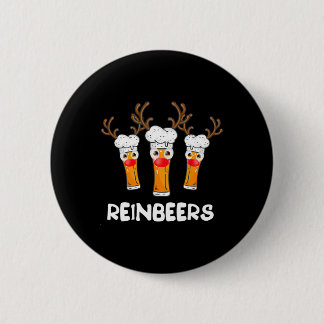 Reinbeers Funny Reindeer Beer Christmas Drinking X 6 Cm Round Badge