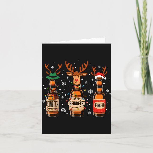 Reinbeers Funny Reindeer Beer Christmas Drinking X Card (Front)