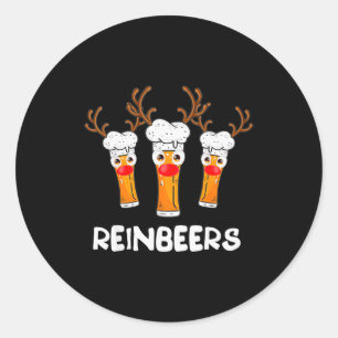 Reinbeers Funny Reindeer Beer Christmas Drinking X Classic Round Sticker