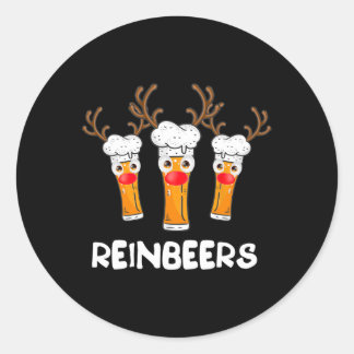 Reinbeers Funny Reindeer Beer Christmas Drinking X Classic Round Sticker