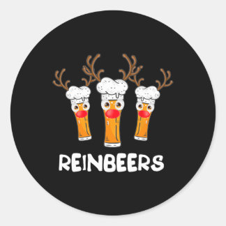 Reinbeers Funny Reindeer Beer Christmas Drinking X Classic Round Sticker