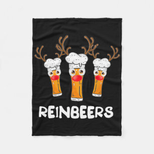 Reinbeers Funny Reindeer Beer Christmas Drinking X Fleece Blanket