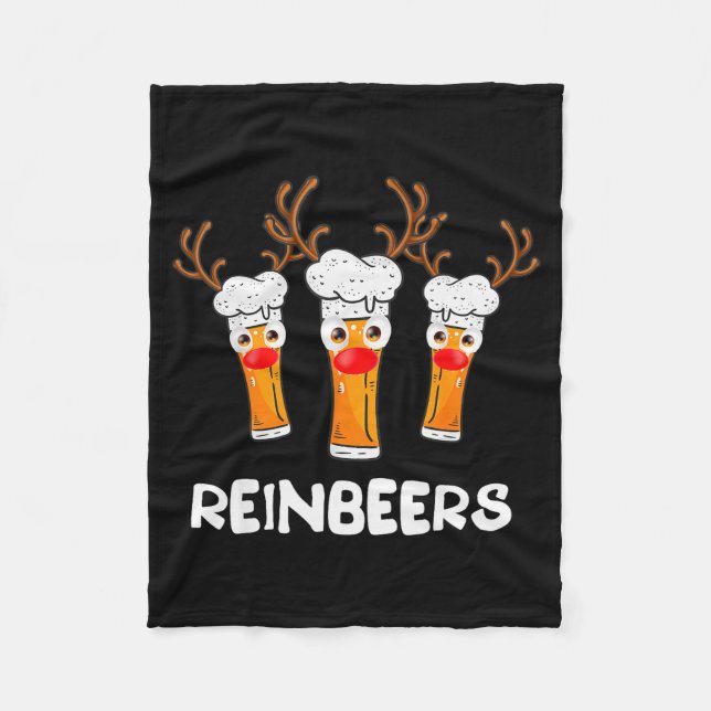 Reinbeers Funny Reindeer Beer Christmas Drinking X Fleece Blanket (Front)