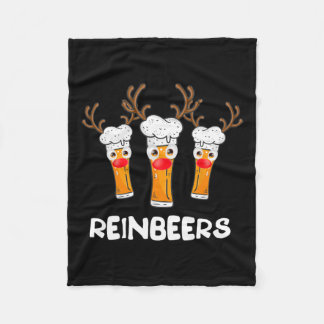 Reinbeers Funny Reindeer Beer Christmas Drinking X Fleece Blanket