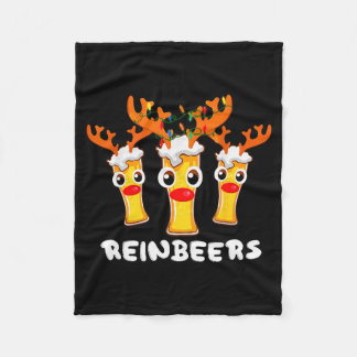 Reinbeers Funny Reindeer Beer Christmas Drinking X Fleece Blanket