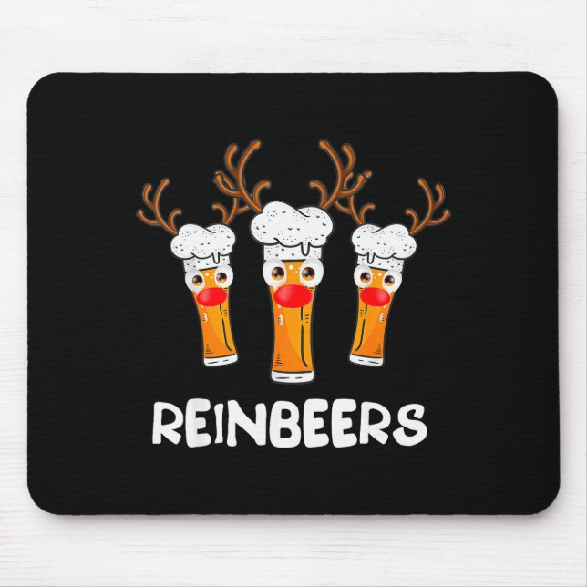 Reinbeers Funny Reindeer Beer Christmas Drinking X Mouse Pad (Front)