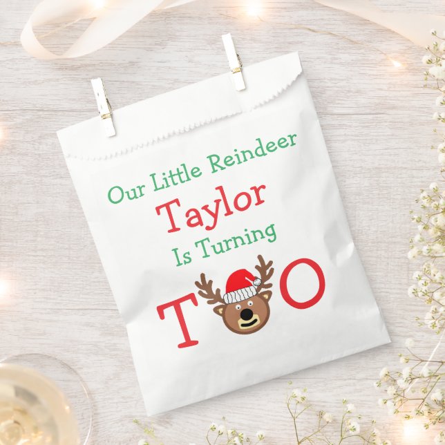 Reindeer 2nd Birthday Favour Bag (Clipped)