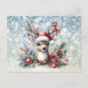 Reindeer and Christmas Holiday Postcard