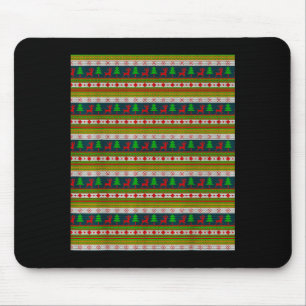 Reindeer And Christmas Tree Knit Pattern Mouse Pad