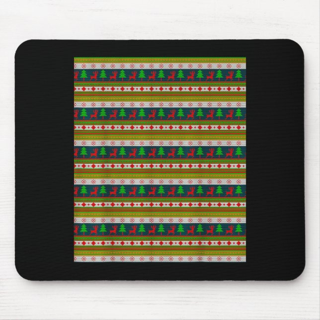 Reindeer And Christmas Tree Knit Pattern  Mouse Pad (Front)