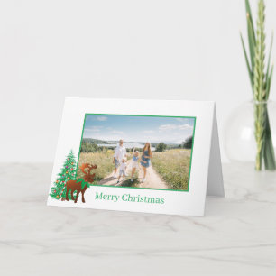 Reindeer and Christmas Tree Photo  Holiday Card