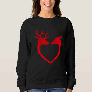 Reindeer And Deer Silhouette Love Heart Cute Chris Sweatshirt