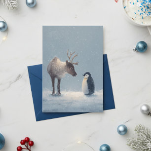 Reindeer and Penguin Christmas Holiday