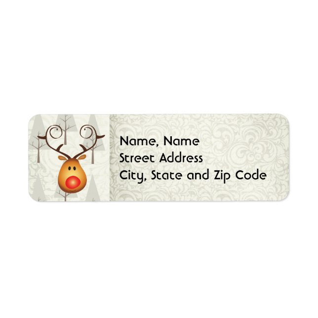 Reindeer and Santa Christmas Address Label Return Address Label (Front)