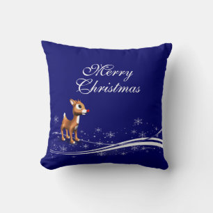 Reindeer and Santa Claus Christmas Cushion