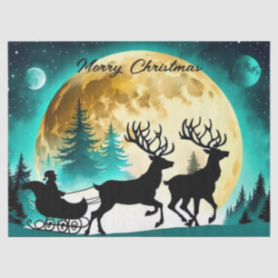 Reindeer and Sleigh full moon Tissue Paper