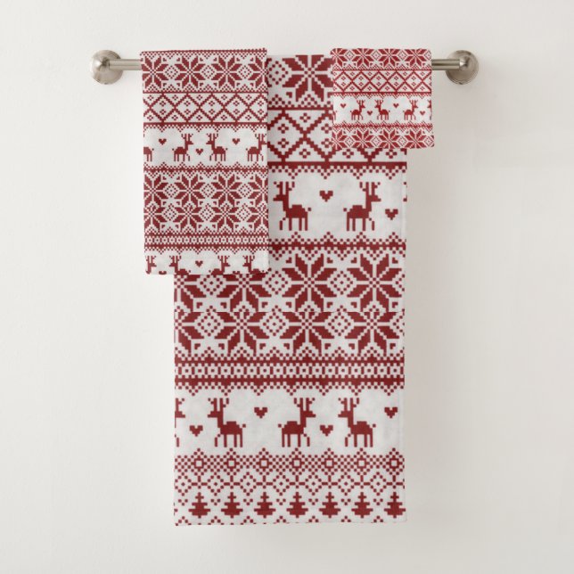 Reindeer and Snowflakes Bath Towel Set (Insitu)