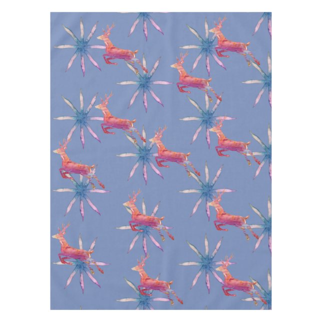 Reindeer and Snowflakes Tablecloth (Front)
