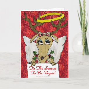 Reindeer Angel Tis The Season to Be Vegan Holiday Card