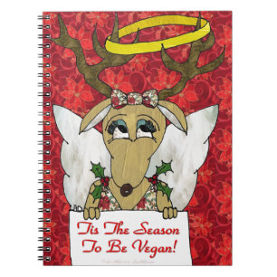 Reindeer Angel Tis The Season to Be Vegan Notebook