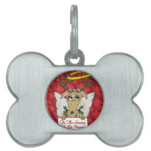 Reindeer Angel Tis The Season to Be Vegan Pet ID Tag