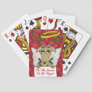 Reindeer Angel Tis The Season to Be Vegan Playing Cards