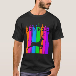 Reindeer Animal Rainbow Bubble With Silhouette T-Shirt