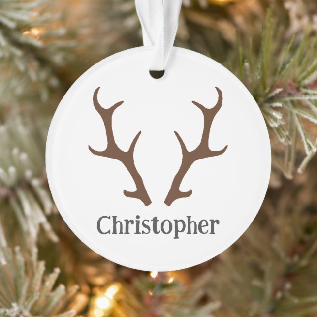 Reindeer Antlers Personalised Name Holiday Ornament (Tree)