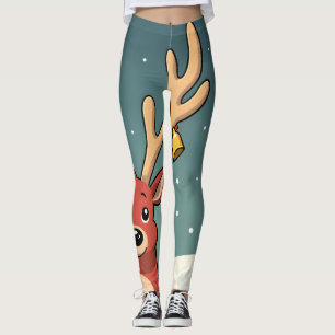 Reindeer Antlers with Jingle Bells in Red and Tan Leggings