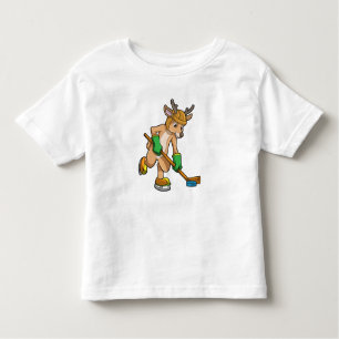 Reindeer at Ice hockey with Hockey stick Toddler T-Shirt