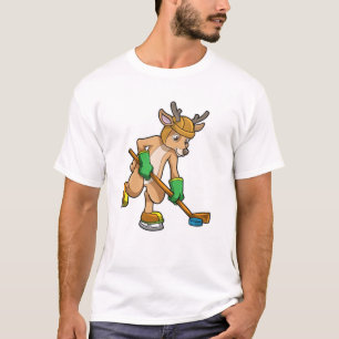 Reindeer at Ice hockey with Ice hockey stick T-Shirt