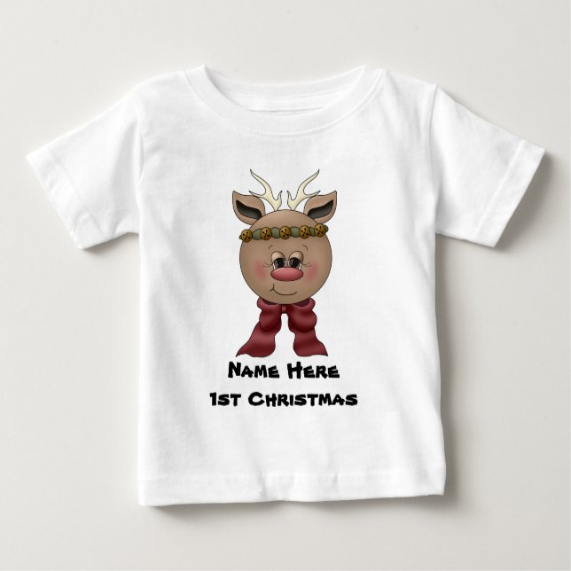 Reindeer Baby's 1st Christmas T-shirt (Front)