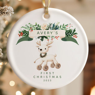 Reindeer  Baby's First Christmas  Ceramic Ornament